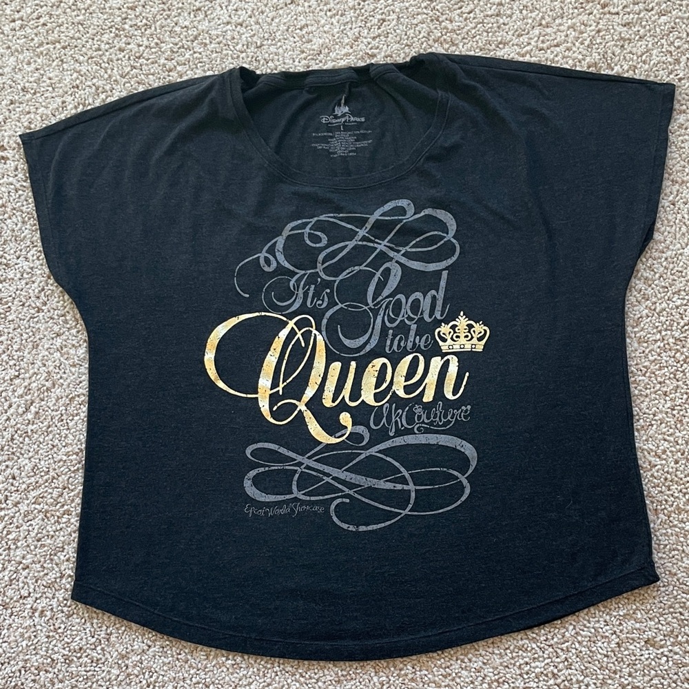 Disney Black Tee with Gold Queen Graphic